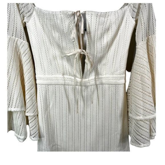 NWT Michael Costello x Revolve‎ Boho White Orchid Off Shoulder White Mini Dress - Picture 7 of 11